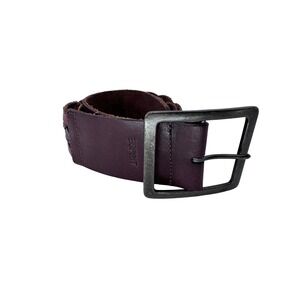 Esprit Women's Braided Leather Belt Dark Burgundy Square Buckle